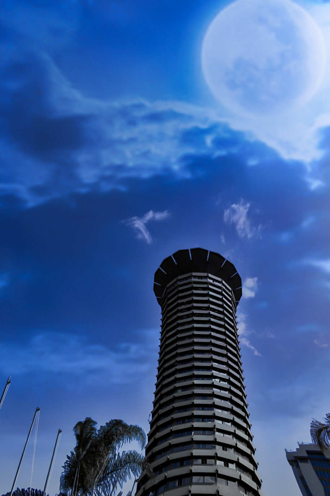 Nairobi KICC tower at night